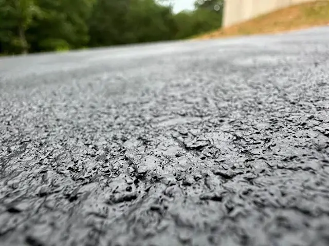 Close-up of a fresh asphalt surface texture