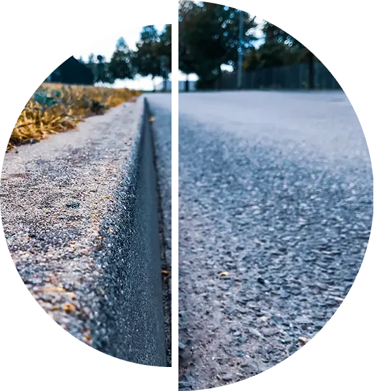 Chip sealed road edge with pale gravel surface
